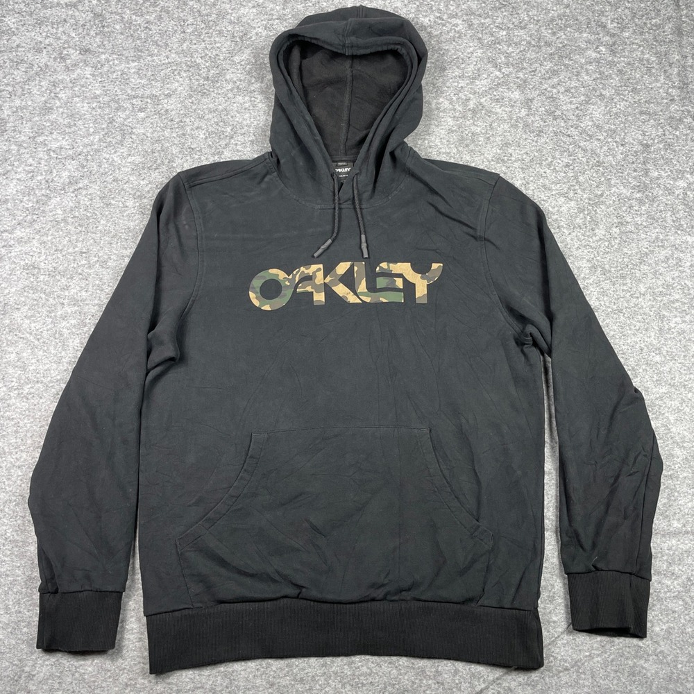 Oakley Hoodie Mens 2XL Black Camo Pullover Regular Fit Fleece Sweatshirt
